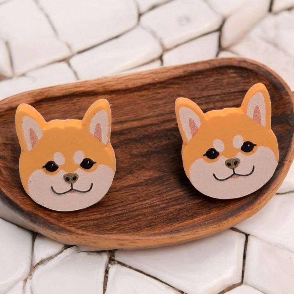 Shiba Inu Earrings 🐶 Dog Mom Pierced Ears Pet Owner Studs Jewelry Akita Japan